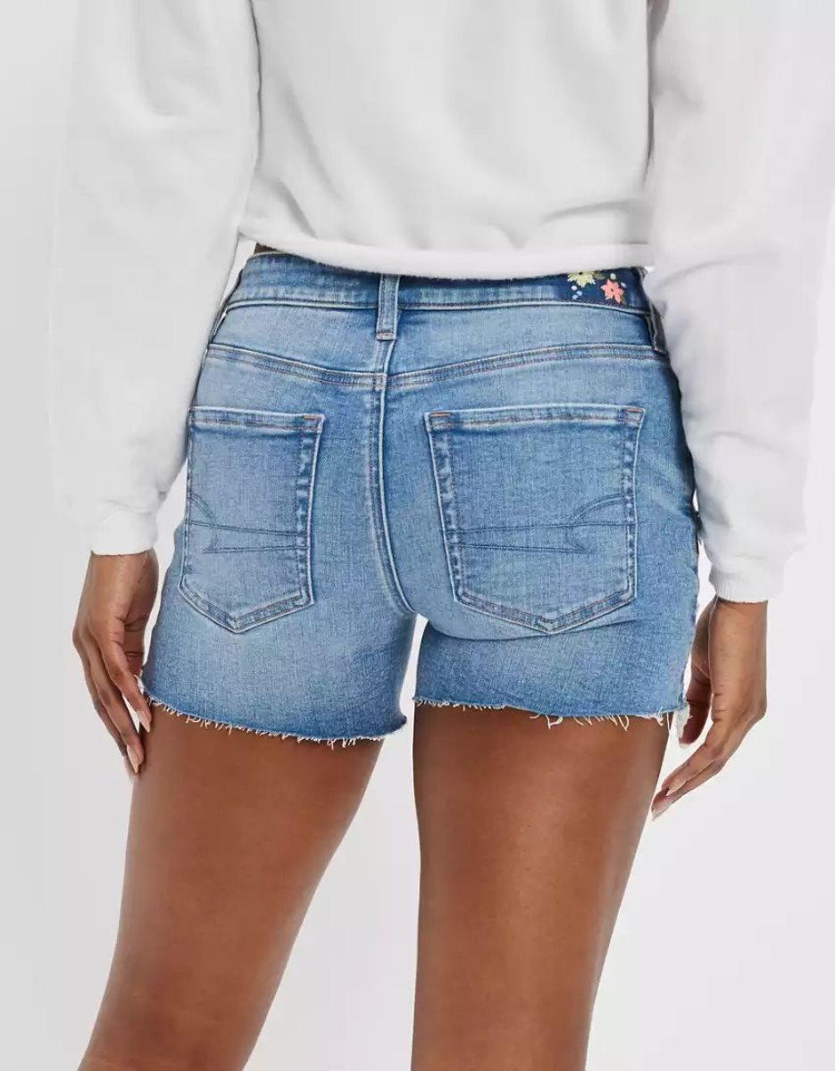 Shorts American Eagle AE Ne(x)t Level Low-Rise Denim Midi Indigo Lavage Femme | SUF-75786744